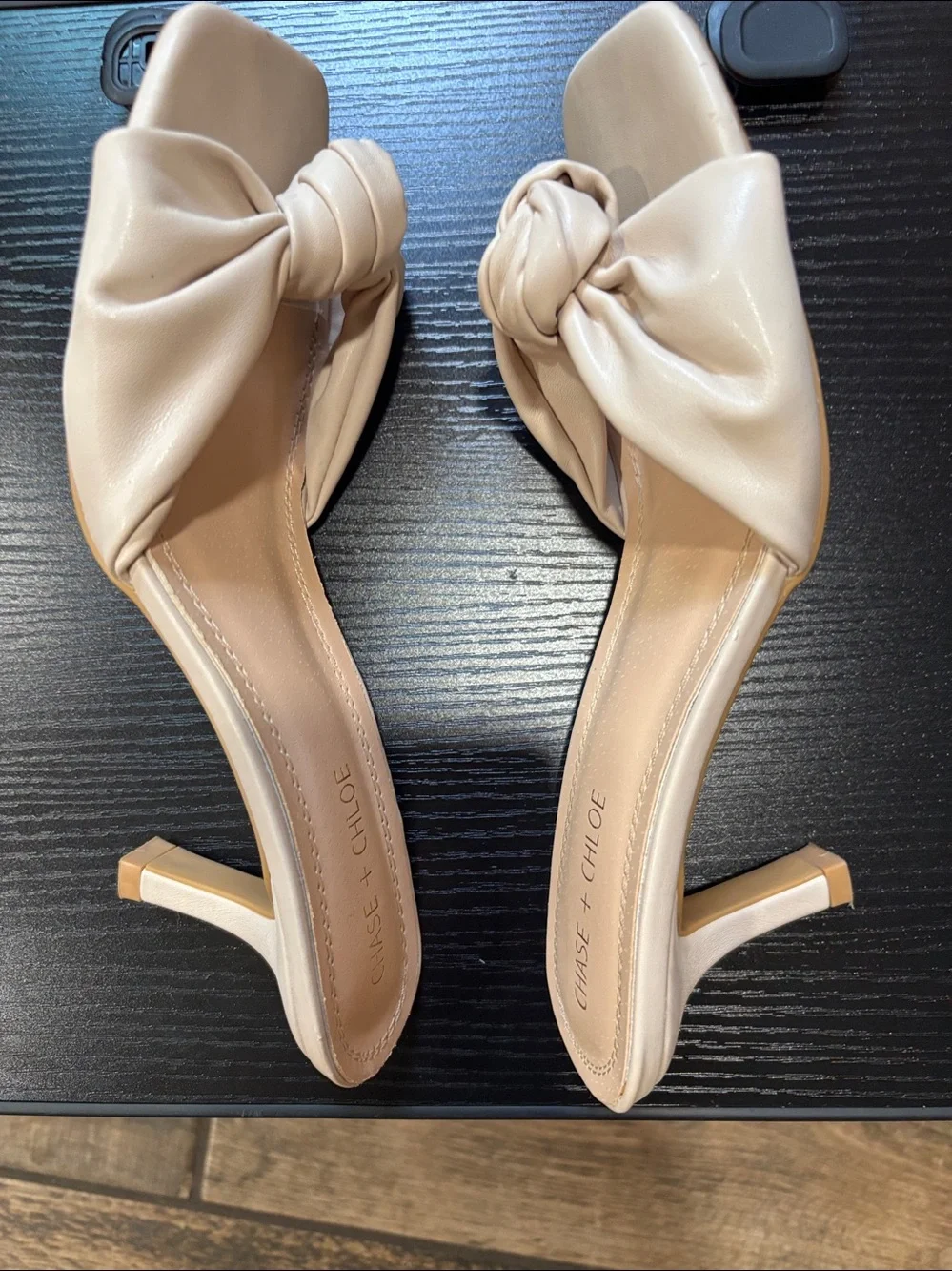 Chase + Chloe Knotted Square Toe Slide Sandals in Beige - Picture 4 of 6